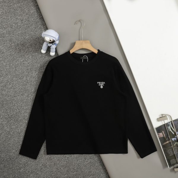 Best Selling Prada Base Shirt Black Cotton Embroidered Luxury