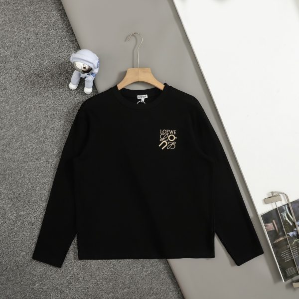 Luxury Loewe Base Shirt Black Cotton Embroidered Style