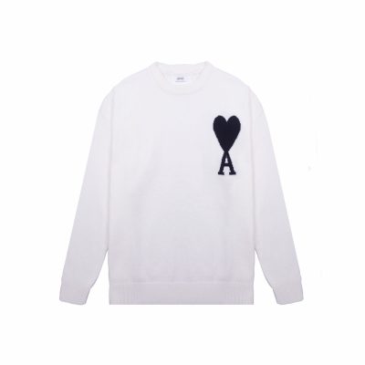 High Quality Ami Sweaters White Classic Luxury