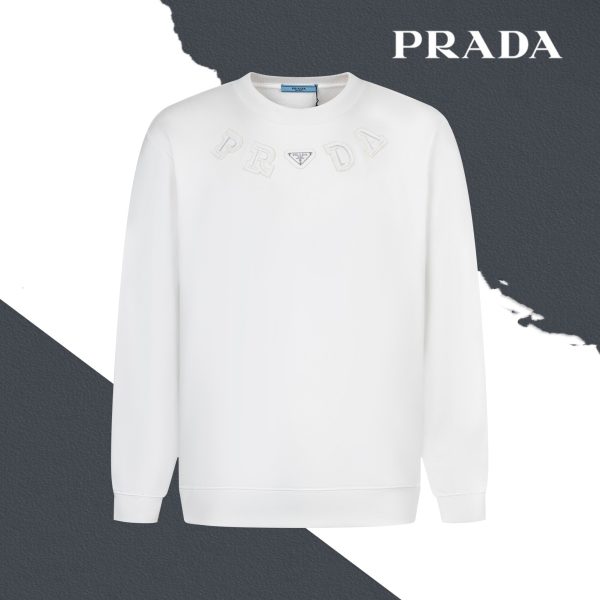 High Quality Prada Sweatshirts Black Cotton Embroidered Collection