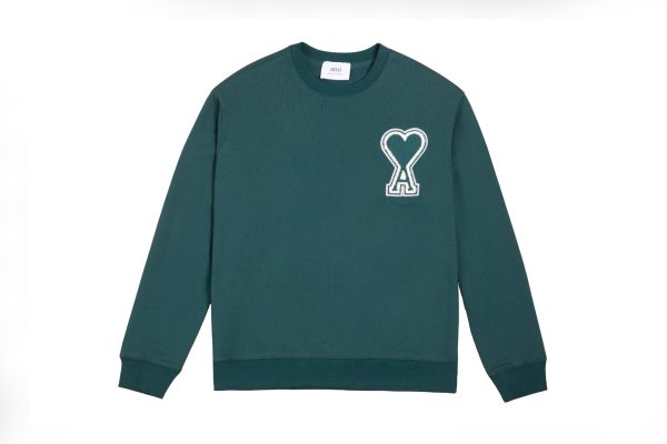 Premium Ami Sweatshirts Green Cotton Classic Luxury