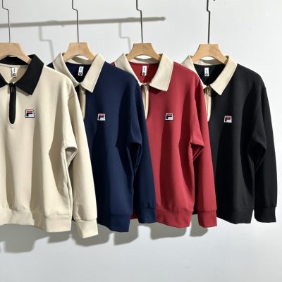 Premium Fila Long Sleeve Black Cotton Retro Style