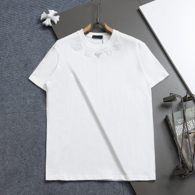 Luxury Prada Short Sleeves White Embroidered Collection