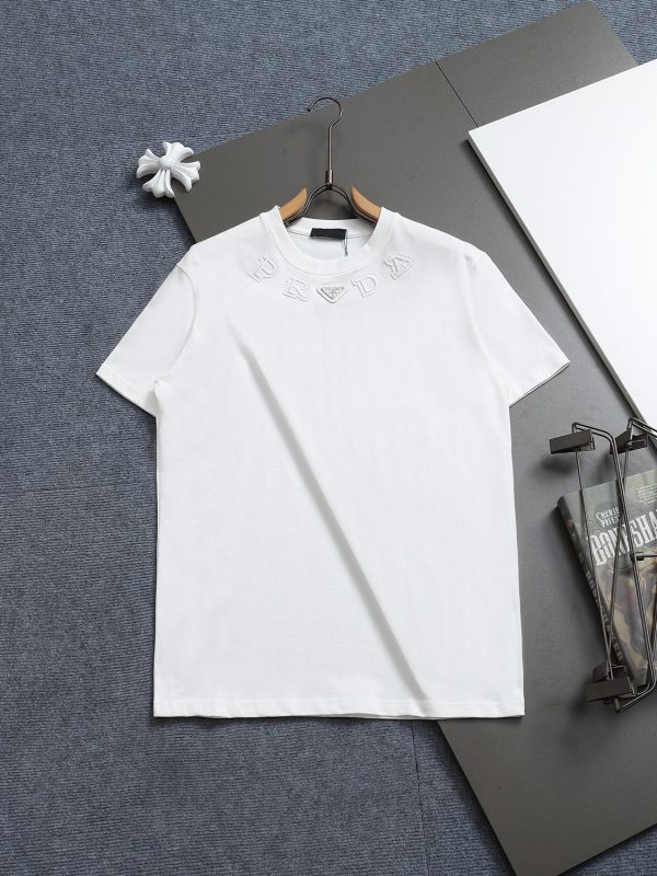 Luxury Prada Short Sleeves White Embroidered Collection