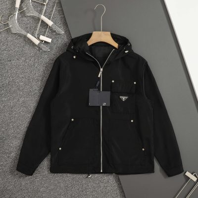 Premium Quality Prada Coats Black Nylon Classic Luxury