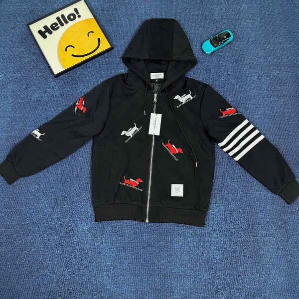 Premium Quality Thom Browne Jackets Black Embroidered Style