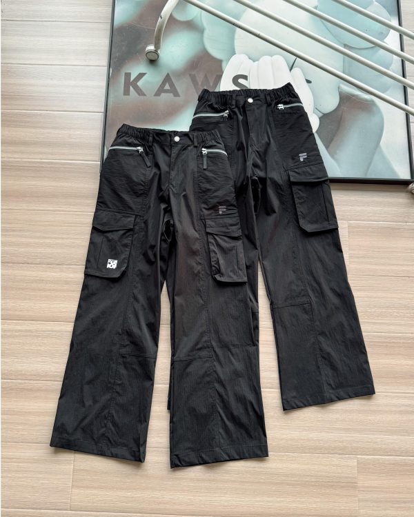 Premium Fila Trousers Black Embroidery Luxury