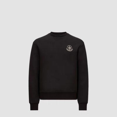 High Quality Moncler Sweatshirts Black Cotton Embroidered Collection