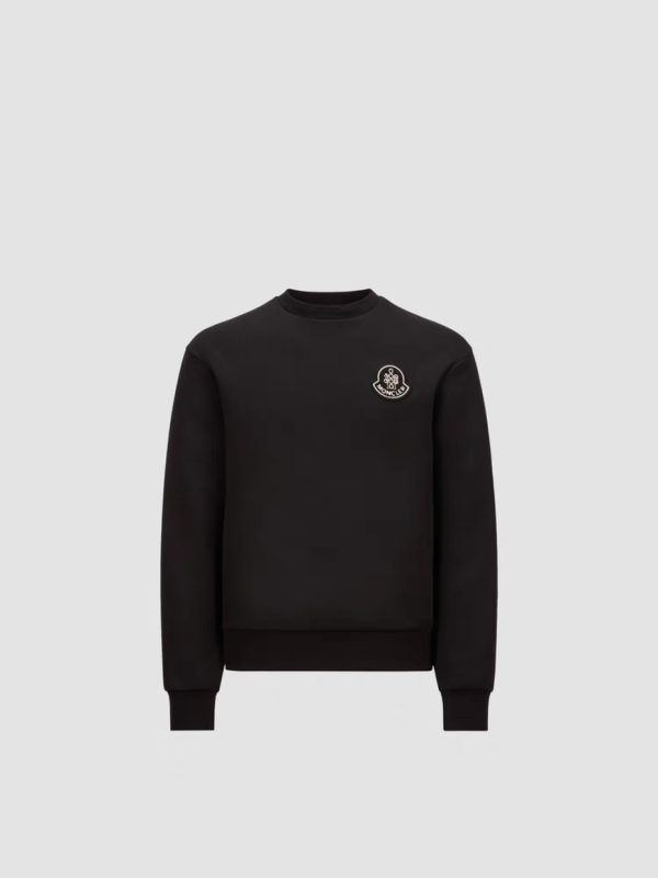 High Quality Moncler Sweatshirts Black Cotton Embroidered Collection