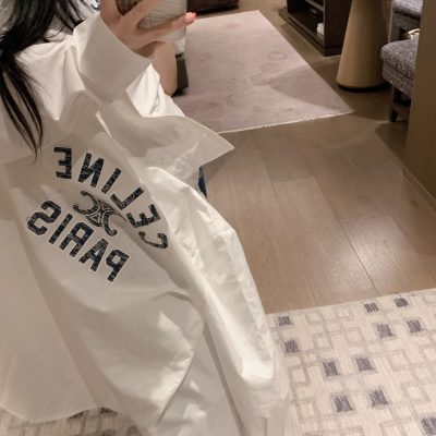 Luxury Celine T-Shirt White Jacquard Luxury