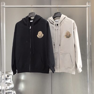 Premium Quality Moncler Sweatshirt Black Cotton Embroidered Collection