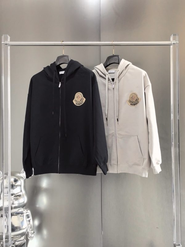 Premium Quality Moncler Sweatshirt Black Cotton Embroidered Collection