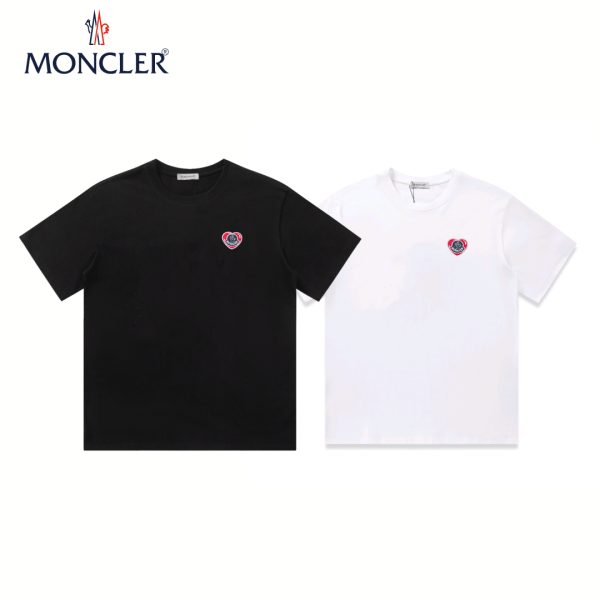 Luxury Moncler T-Shirt Black Cotton Embroidered Style