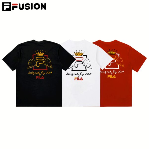 Premium Quality Fila Short Sleeves Red Cotton Logo Collection