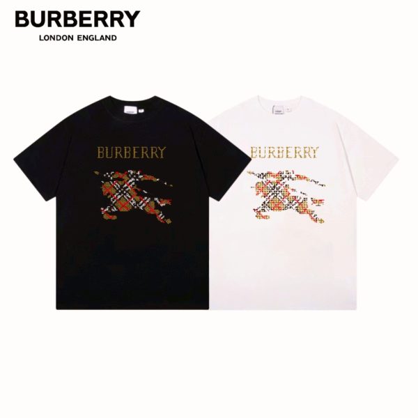 Premium Burberry Short Sleeves Black Cotton Logo Style