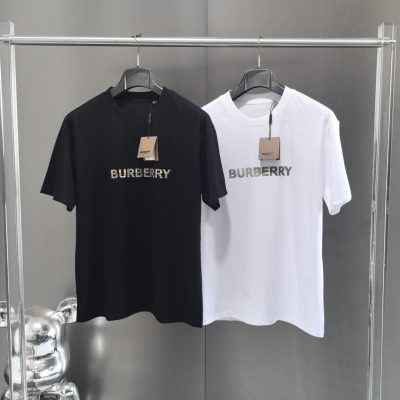Premium Burberry T-Shirt Black Cotton Logo Collection
