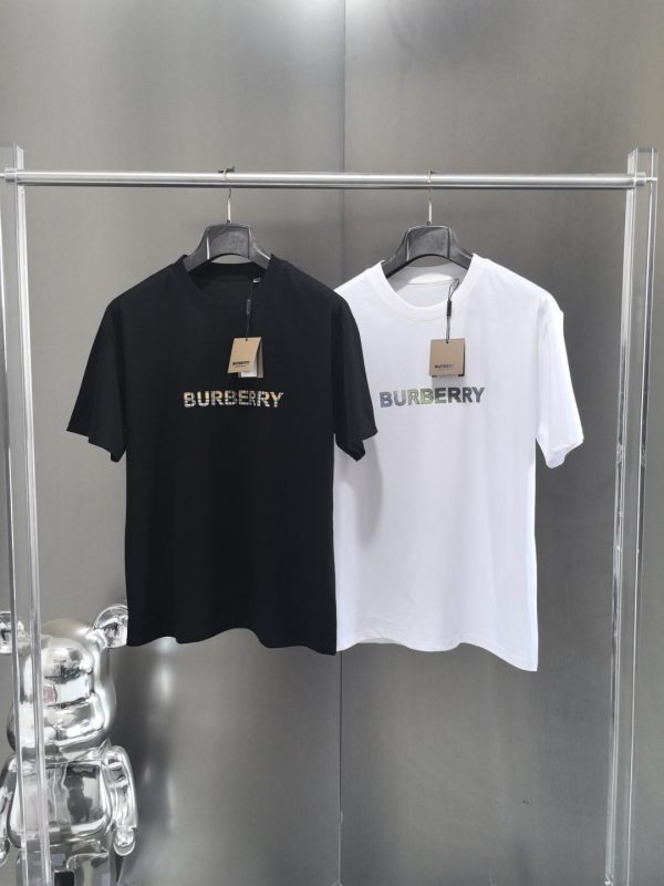 Premium Burberry T-Shirt Black Cotton Logo Collection