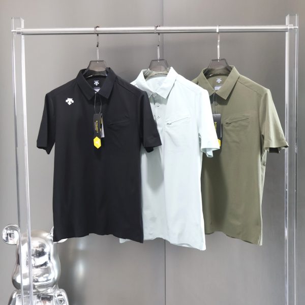 Premium Quality Descente Short-Sleeved Black Spandex Logo Style