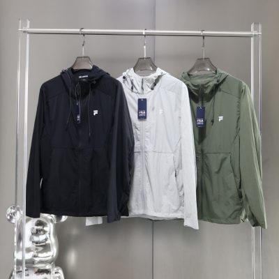 High Quality Fila Jackets Black Silk Casual Collection