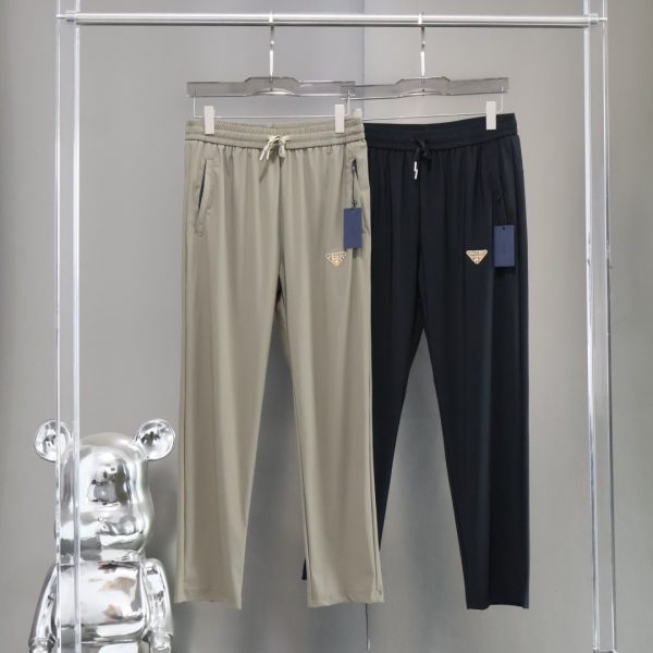 High Quality Prada Pants Black Silk Logo Collection