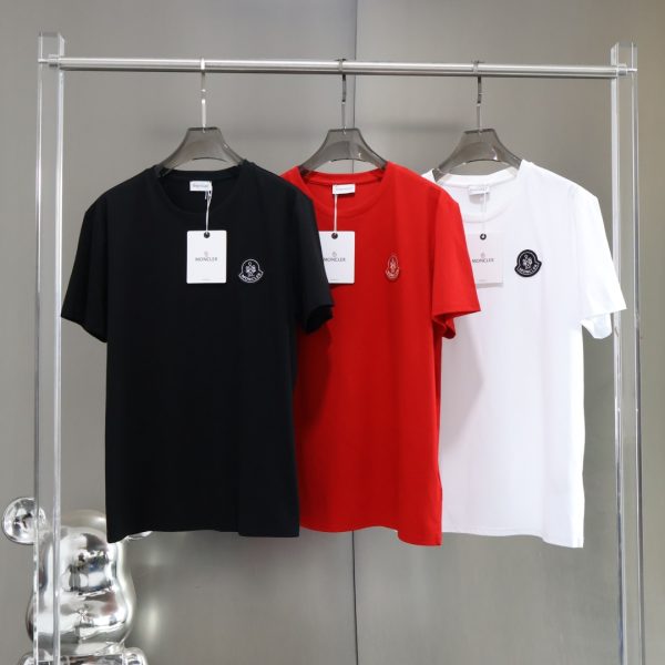 Premium Quality Moncler Short Sleeves Black Cotton Embroidered Luxury