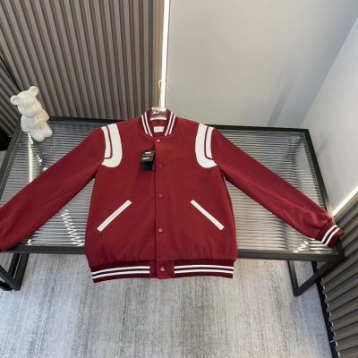 Luxury Yves Saint Laurent Coat Burgundy Style