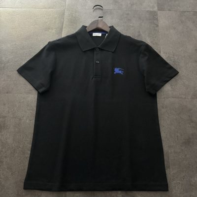 High Quality Burberry Polo Shirt Black Cotton Logo Luxury