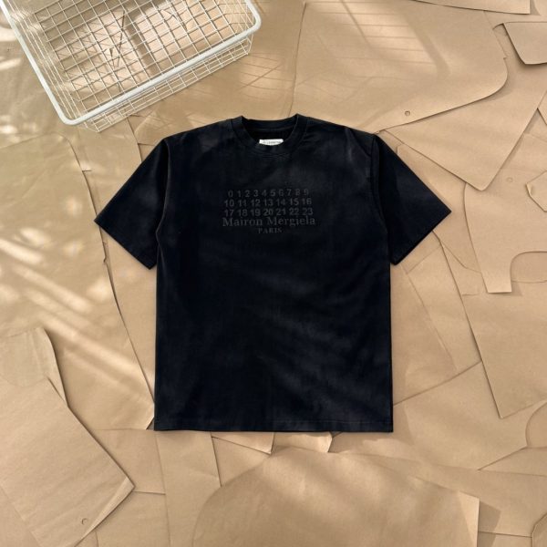 Premium Margiela Short Sleeves Black Cotton Embroidered Style
