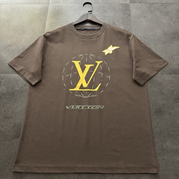 Premium Quality Louis Vuitton Short Sleeves Brown Linen Logo Luxury