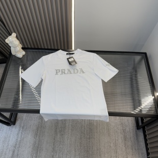Luxury Prada Short Sleeves Rhinestone Style