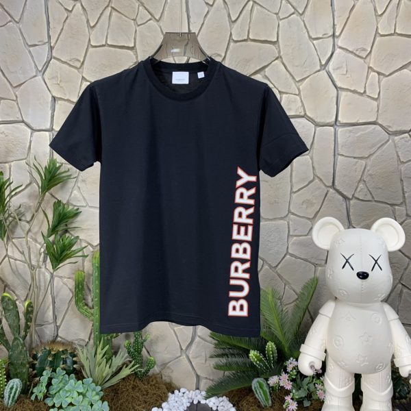 High Quality Burberry Short Sleeves Black Cotton Logo Style