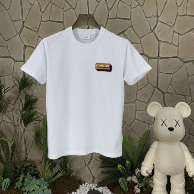Premium Burberry Short Sleeves White Cotton Solid Collection