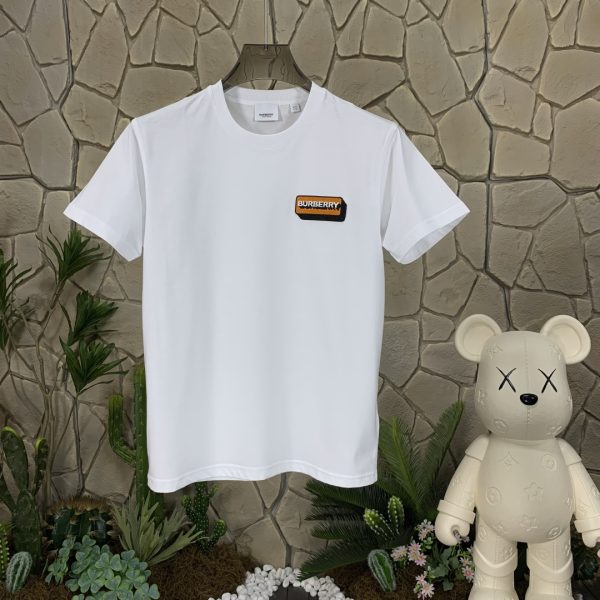 Premium Burberry Short Sleeves White Cotton Solid Collection