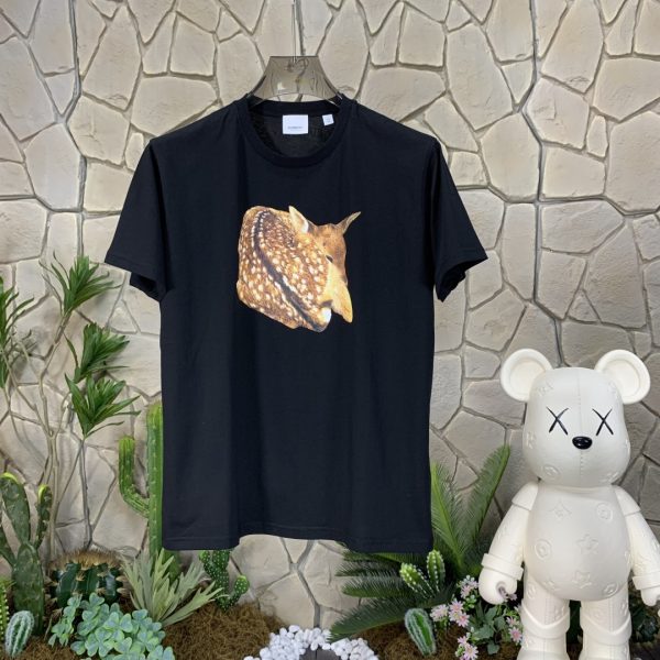 Premium Burberry Short Sleeves Black Cotton Print Luxury