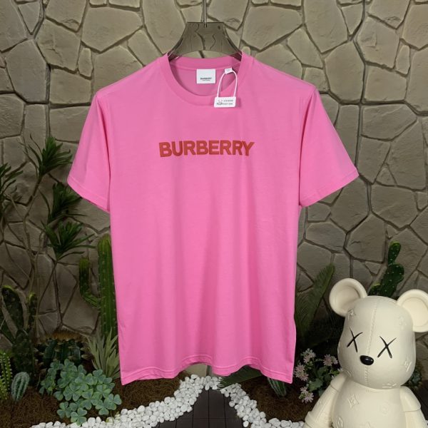 Luxury Burberry Short Sleeves Pink Cotton Print Style
