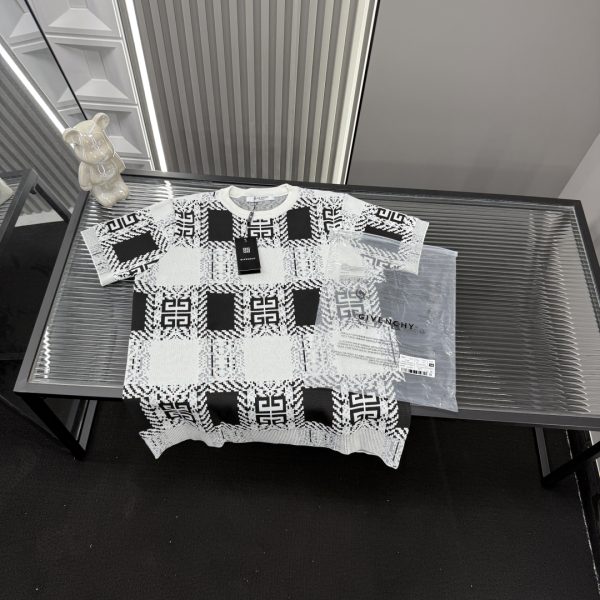 High Quality Givenchy Short Sleeves Knit Plaid Luxury