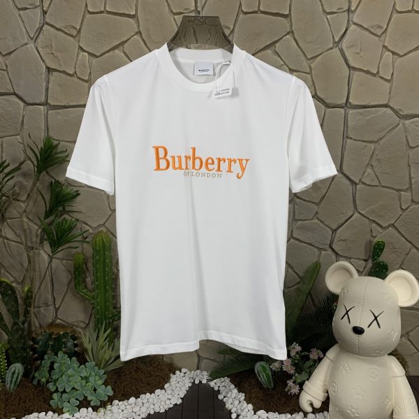 Premium Quality Burberry Short Sleeves White Cotton Embroidered Style