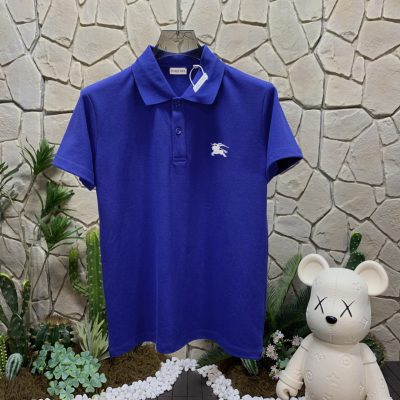Premium Quality Burberry Short-Sleeved Blue Cotton Logo Style