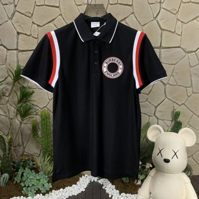 Premium Quality Burberry Short-Sleeved Black Cotton Logo Luxury