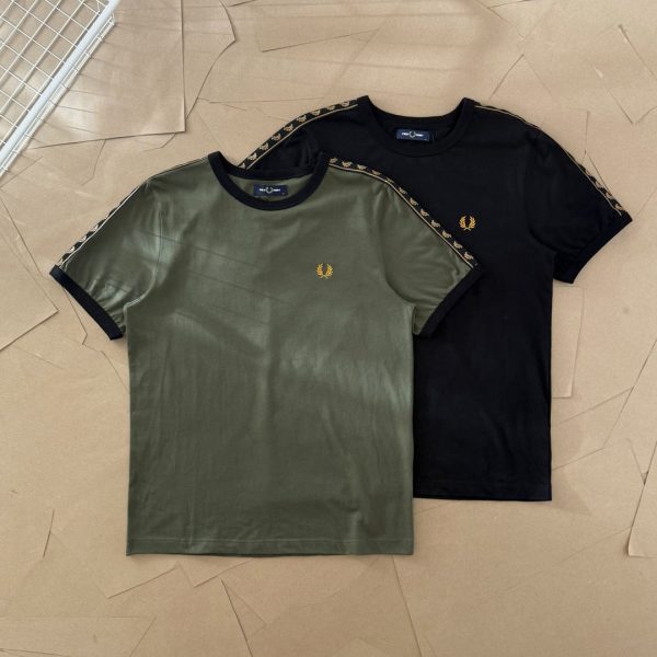 Premium Fred Perry Short Sleeves Black Cotton Logo Style