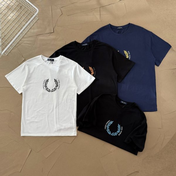 Luxury Fred Perry Short Sleeves White Cotton Logo Collection