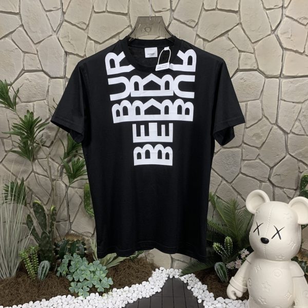 Premium Burberry Short Sleeves Black Cotton Print Style