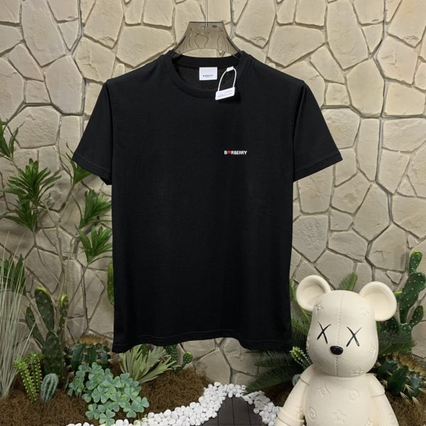 Premium Burberry Short Sleeves Black Cotton Print Luxury
