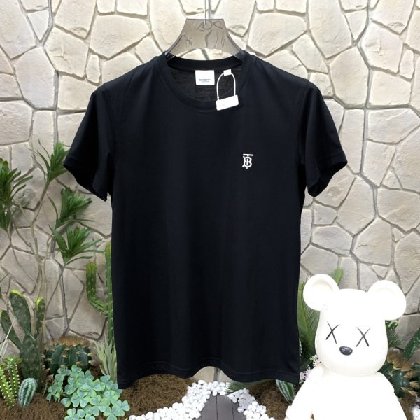 High Quality Burberry Short Sleeves Black Cotton Logo Luxury