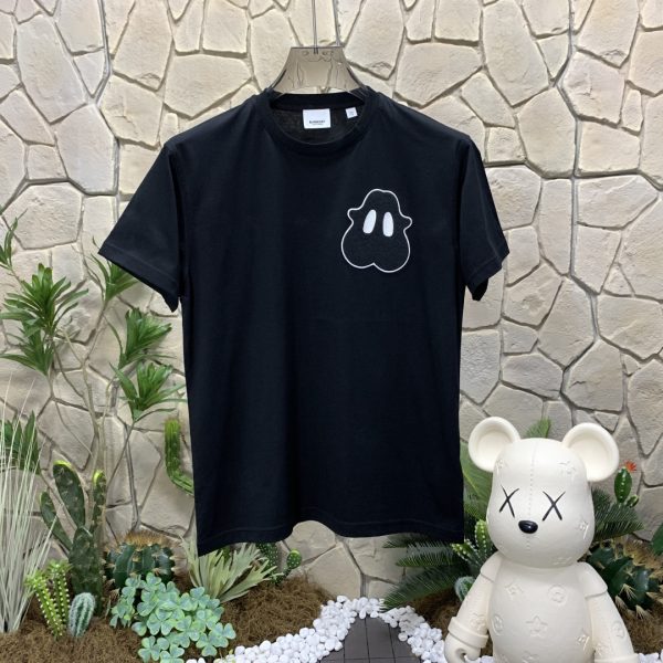Luxury Burberry Short Sleeves Black Cotton Solid Collection