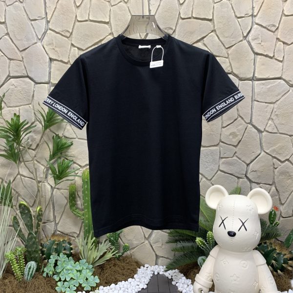 High Quality Burberry Short Sleeves Black Cotton Embroidered Collection