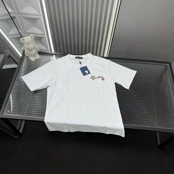 Luxury Louis Vuitton Short Sleeves White Rhinestone Luxury
