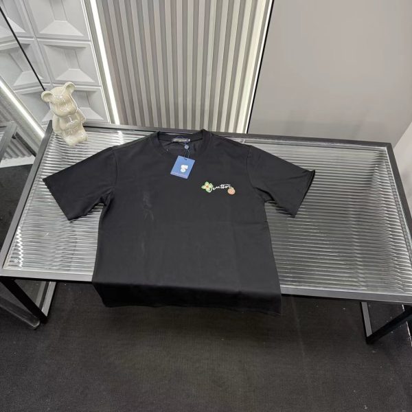 High Quality Louis Vuitton Short Sleeves Black Rhinestone Collection