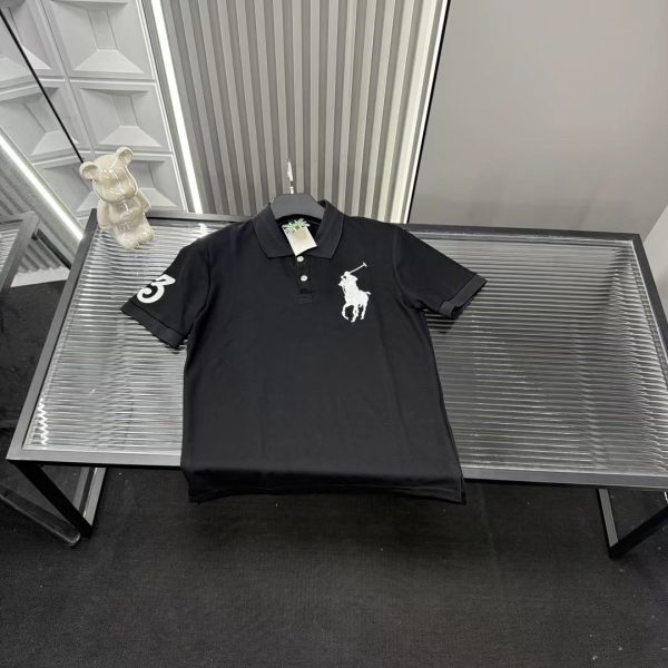 High Quality Ralph Lauren Short Sleeves Black Embroidered Collection