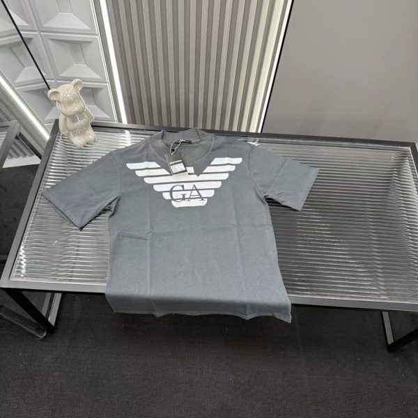 Luxury Armani Short Sleeves Gray Embroidered Luxury